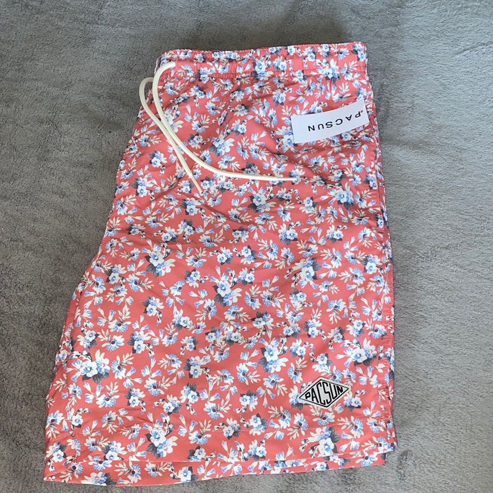 Pacsun Men’s Swim Trunks- pink/floral